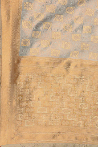 Golden Banarasi Silk Saree with Zari Weaving