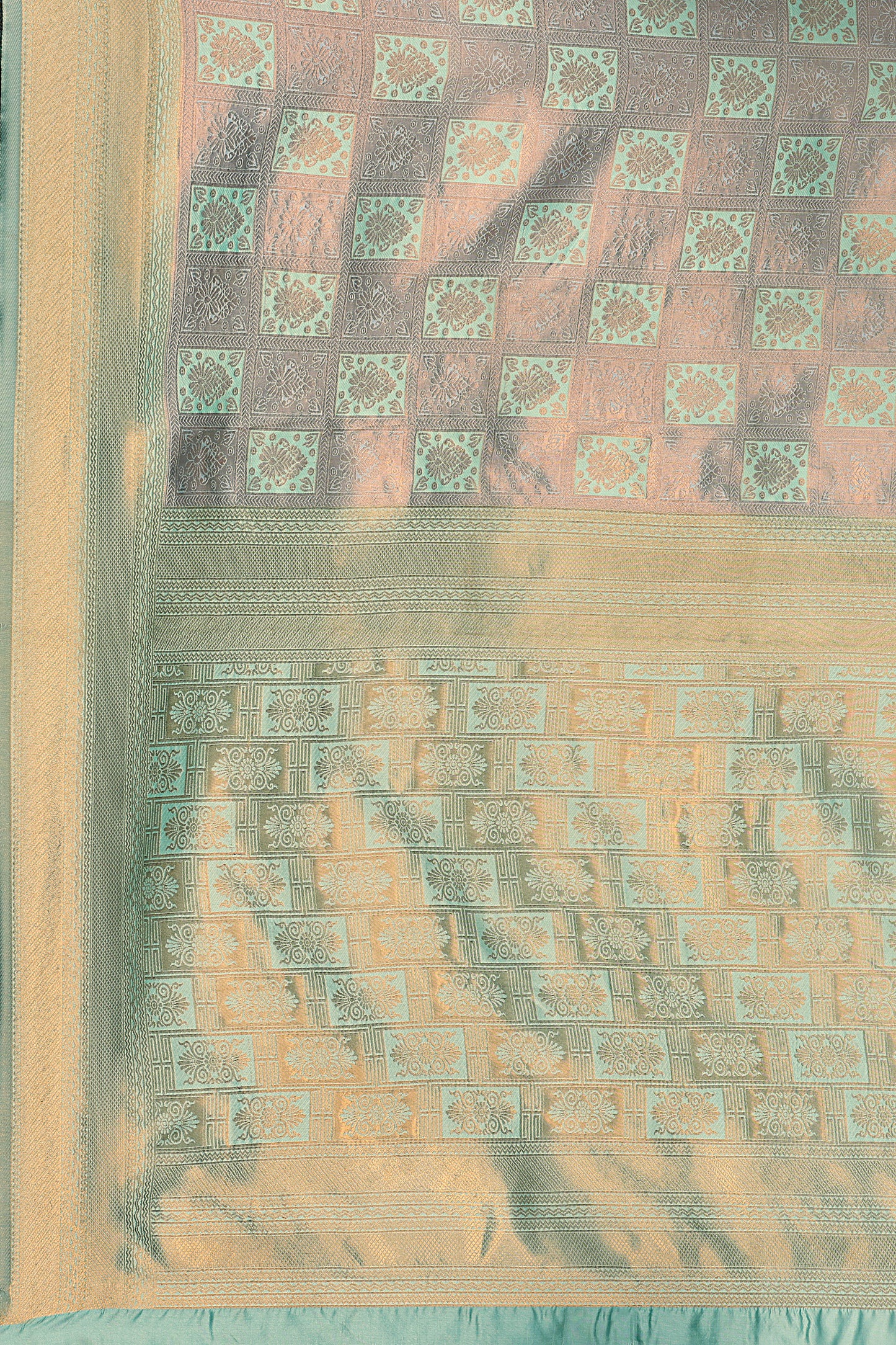 Golden Green Banarasi Silk Saree with Zari Weaving