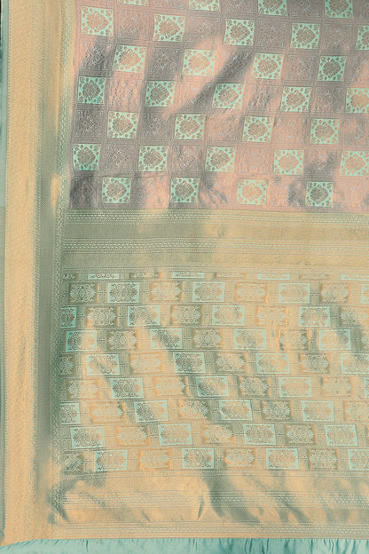 Golden Green Banarasi Silk Saree with Zari Weaving